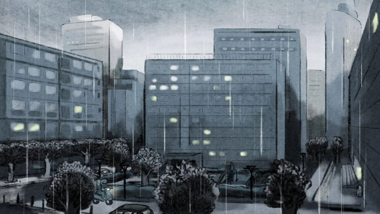 Sous ma fenêtre, la boue