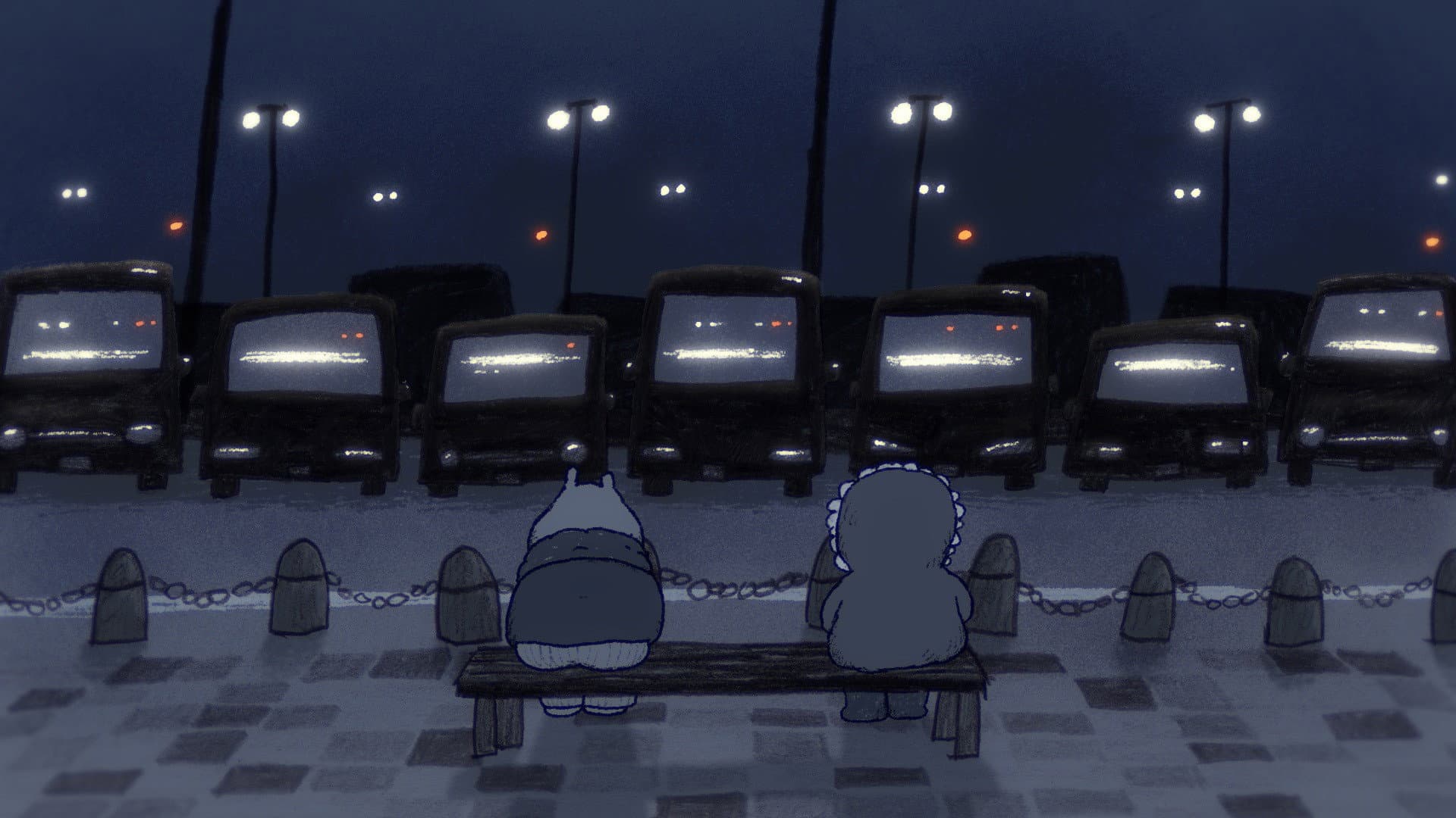 パーキングエリアの夜