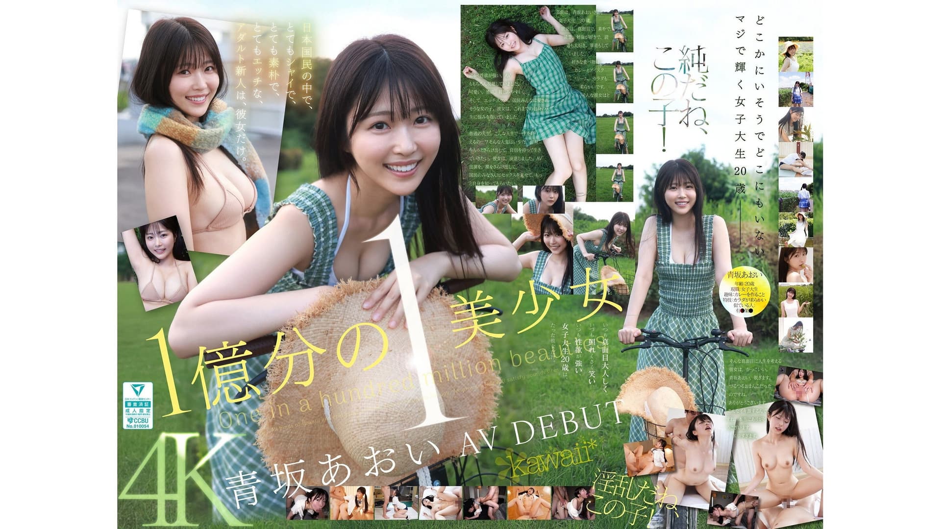 1億分の1 美少女 青坂あおい AV DEBUT 日本国民の中で、とてもシャイで、とても素朴で、とてもエッチな、アダルト新人は、彼女だけ。