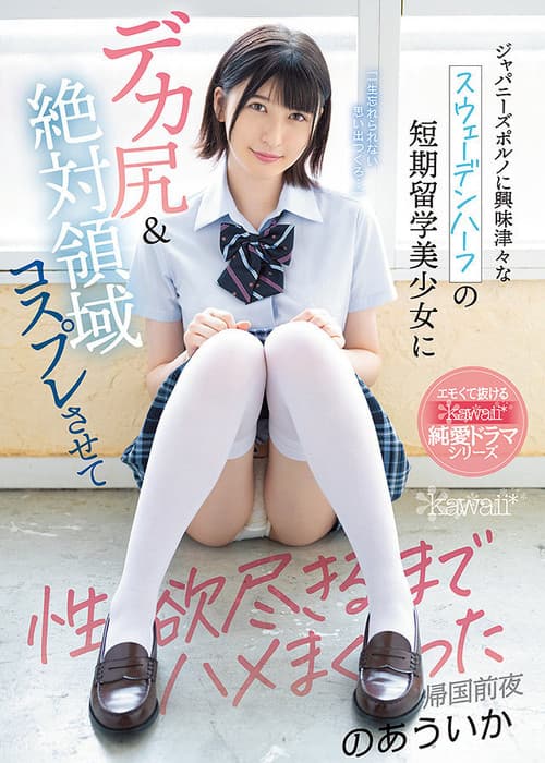 ジャパニーズポルノに興味津々なスウェーデンハーフの短期留学美少女にデカ尻&絶対領域コスプレさせて性欲尽きるまでハメまくった帰国前夜